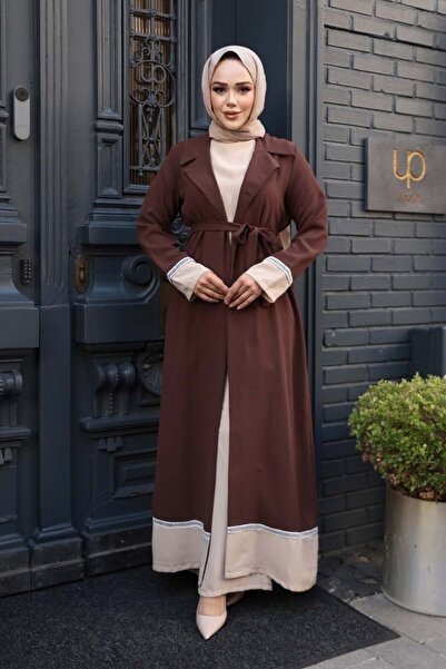 N.S NEVA STYLE Brown Hijab Three-Piece Set 76371Kh