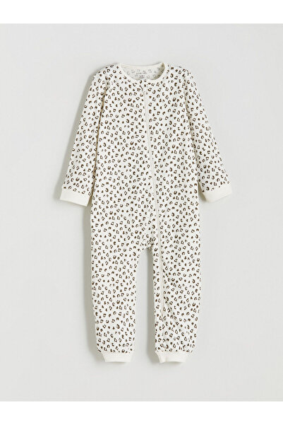 LC Waikiki Peak New Season Crew Neck Basic Zippered Baby Girl Jumpsuit