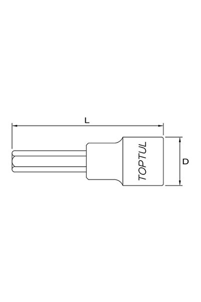 TOPTUL BCWA1604 socket bit, 1/2 inch square drive, 4 mm hex profile, length 80 mm