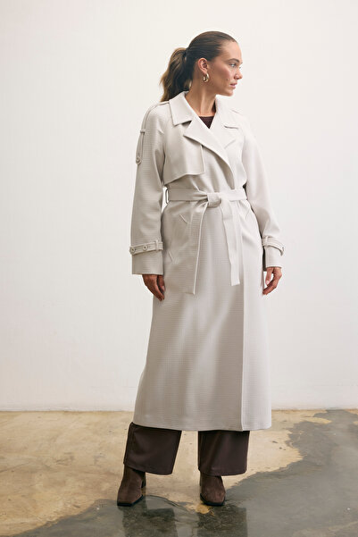 KENT Long Light Gray Coat with Belt