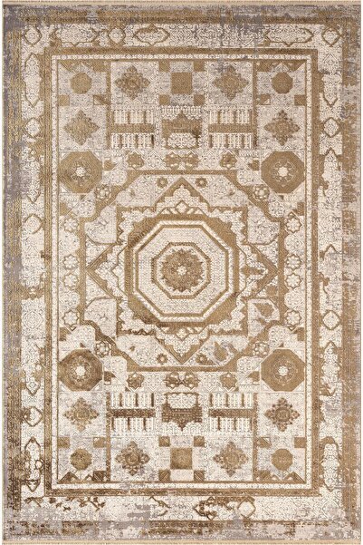 Karmen Halı Art AT004B Vizon Halı Modern Desen Triko Akrilik Viskon Boyama Yü...