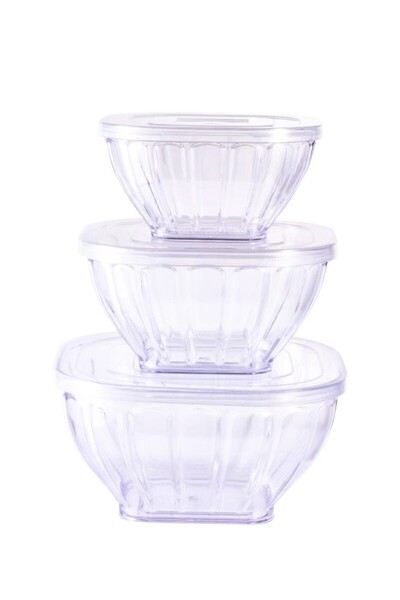 Smart Kitchen Set of 3 acrylic bowls with lids