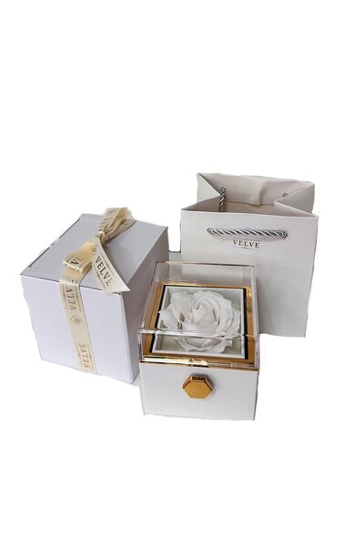 velve Cutie eleganta rotativa Best Wishes, cu trandafir de sapun si inel inox...