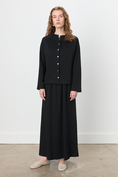 Nihan 2 İplik Etek Ceket Eşofman - 2 İplik Takım Siyah