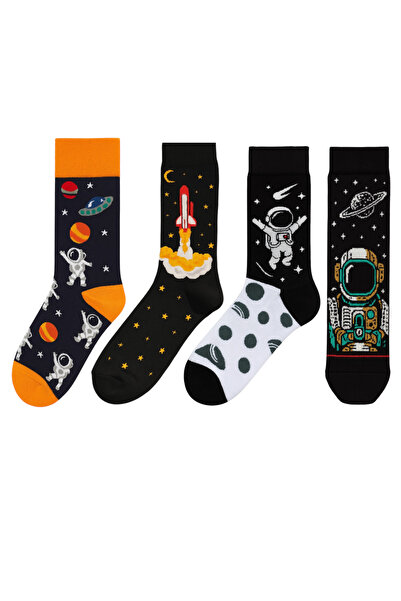 Goma Goma Socks Set of 4 Colorful Socks with Space and Astronaut Patterns