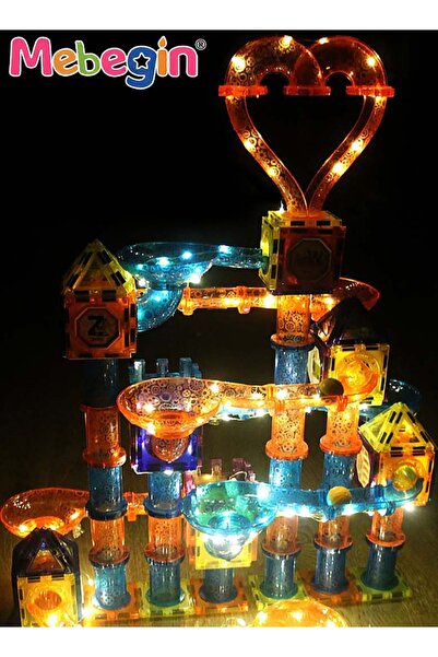 MEBEGIN 111 قطعة من مكعبات بناء المسارات الملونة مع أضواء للأطفال، ألواح مغناطيسية ثلاثية الأبعاد، بناء ربط للأطفال