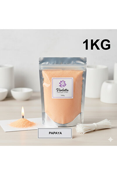 violleta Turuncu - Papaya kokusu Toz Mum Parafini ve Fitili Seti (inci tozu m...