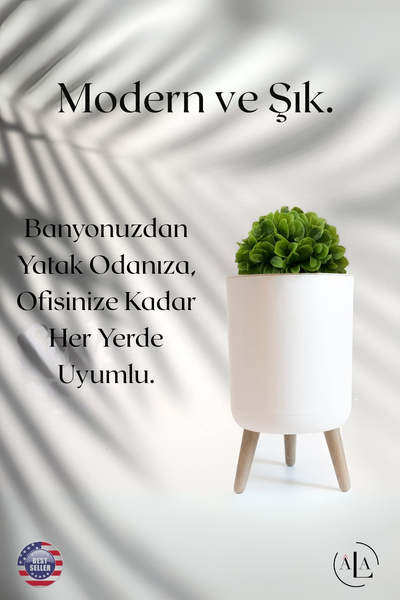 alastore Özel Tasarım Yapay Bitkili Çöp Kovası Çöp Kutusu Banyo Tuvalet Wc Çöp Kovası Kapaklı