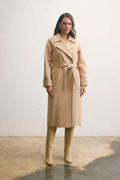 KENT Belted Classic Long Open Camel Coat