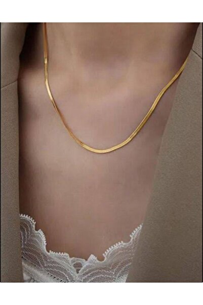 bettin tasarım Gold Renk 60 Cm 2 Mm Kalınlık Unisex Çelik İnce Ezme İtalyan Zincir Kolye