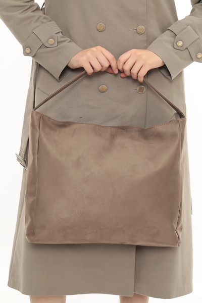 besmoda Γυναικεία τσάντα αγορών από βιζόν σουέντ