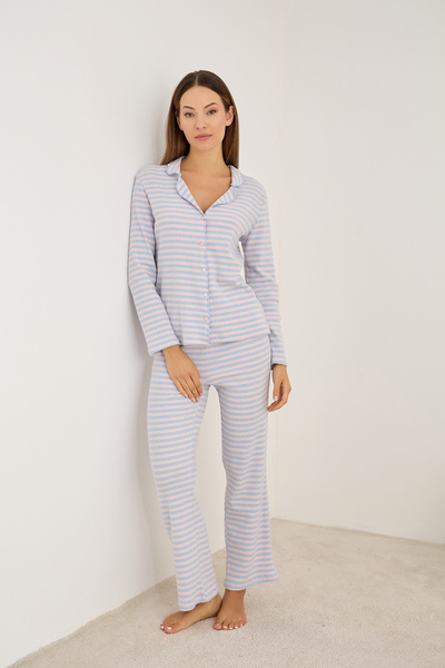 Siyah İnci mavi pembe Fırçalı Soft Fitilli Kaşkorse Hırka Pijama Takım