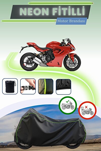 Cemku Cool غطاء محرك أسود قماش مجدّل حقيبة متوافق مع دوكاتي سوبر سبورت إس