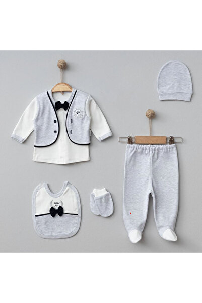 ZEYNUKO Baby Boy with Bow Tie Little Man 5-Piece Newborn Hospital Release Zibin Set