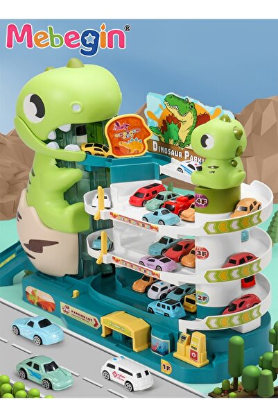 MEBEGIN موقف سيارات مسار الديناصورات مع تأثيرات موسيقية وضوئية، مرآب سيارات أ...