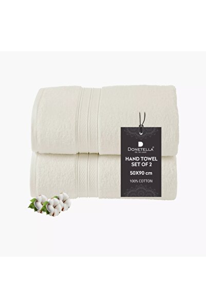 Generic DONETELLA 2-Piece 600 GSM Combed Cotton Hand Towel Set - 50x90 cm