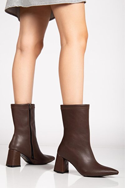 luff shoes Luffora store Sivri burun kadın bot suni deri