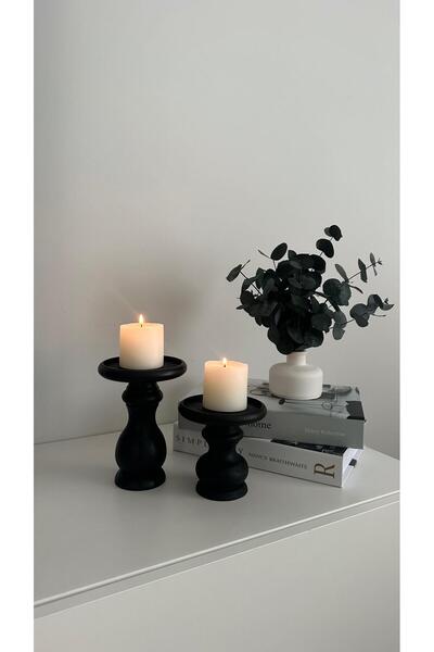 NUNU DESİGN Noa – Dekoratif Ahşap Şamdan 2’li Set