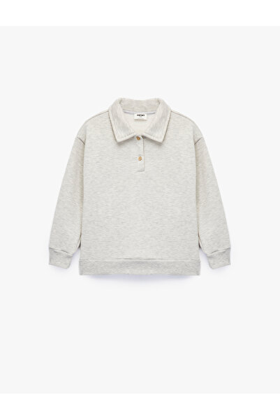 Koton Uzun Kollu Düğmeli Polo Yaka Sweatshirt
