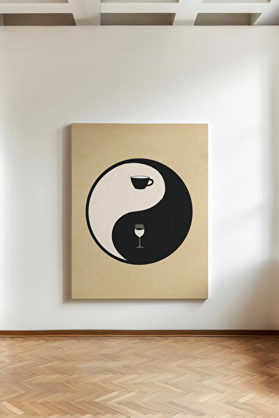Kanvaspera Kahve ve Şarap Ying Yang - Kanvas Tablo - Minimal, Modern ve Denge...