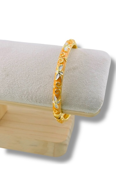 Finery by Nerrs Orange Bracelet with Enamel Flower Figures