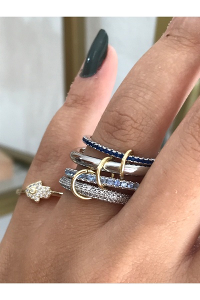 the ASEL İNCİ خاتم موديل دائري بتفاصيل حجرية زرقاء متعددة