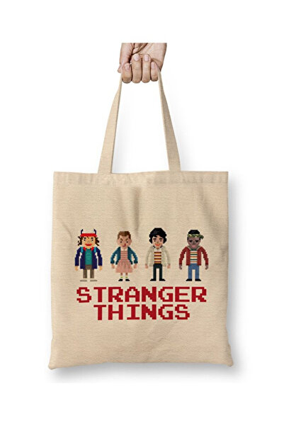 Toyaso The Kids Of Stranger Things Pixellated Tote Bag Τσάντα αγορών με μακρύ χερούλι Τσάντα παραλίας