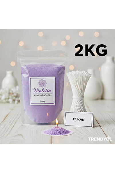 violleta Mor - Paçuli kokusu Toz Mum Parafini ve Fitili Seti (inci tozu mum) ...