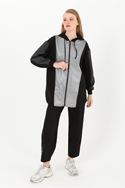 Moda Rosa 26K2226 - SİYAH - JAKARLI CEKET PANTOLON TAKIM