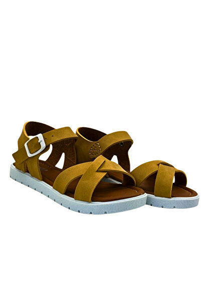 Moda Lime Girl's Baby Comfortable Open-Front Wedge Heeled Buckle Flexible Easy-To-Wear Sandals Slippers