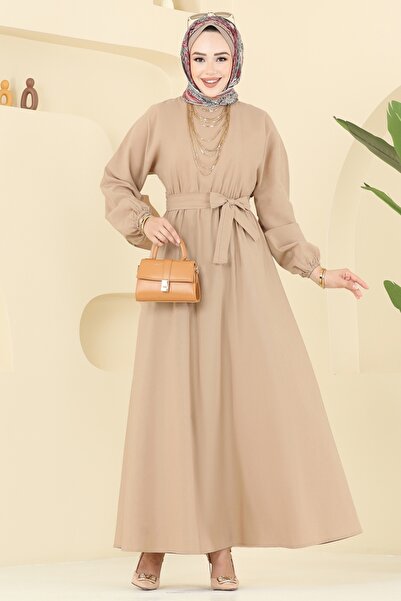 ModaMerve Beli Lace-Up Terikoton Dress 4116Pm271-Ms Vision