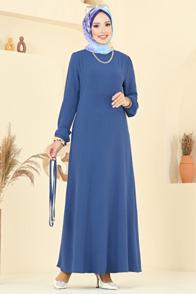 ModaMerve Beli Lace-Up Aerobin Dress 5004Mda386-Ms Indigo