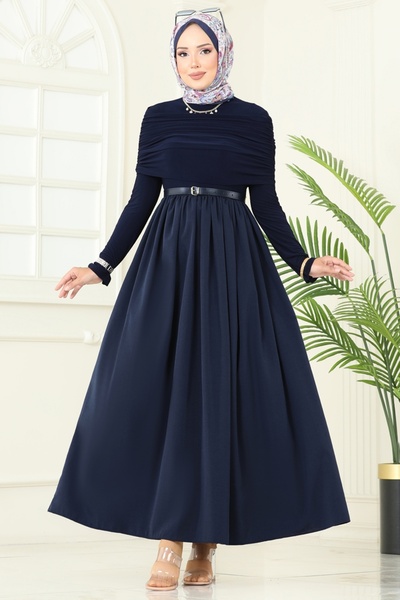 ModaMerve Drapeli Sandy Dress 2421Ant466-Ms Navy