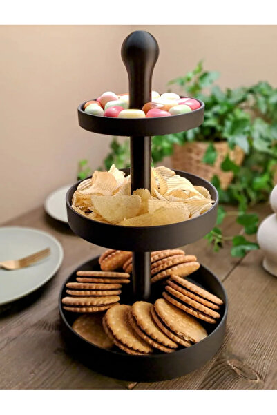 Vescarri Three-Deck Snack & Cake Serving Stand - Modern Presentation and Serv...