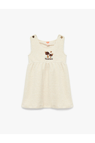 Koton Embroidery Detailed Sleeveless Crew Neck Gilet Dress