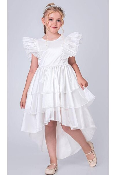 Tarz Çocuk Kız Çocuk Abiye Elbise Fırfırlı, Ön Kısa Arka Uzun Özel Gün Elbisesi