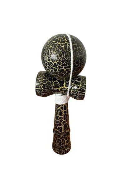 Kendama Kendama japoneză, profesională, model 4K, din lemn, negru-galben