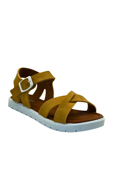 Moda Lime Girl's Baby Comfortable Open-Front Wedge Heeled Buckle Flexible Easy-To-Wear Sandals Slippers