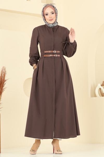 ModaMerve Double Belt Detailed Dress 3060Ktr750-Ms Brown