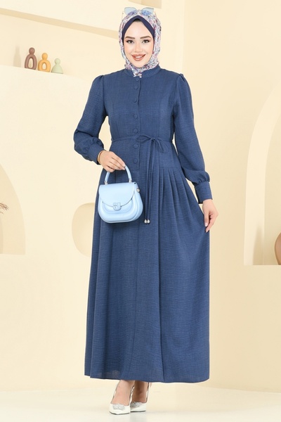 ModaMerve Half Button Sofia Dress 2705Sl432-Ms Laci