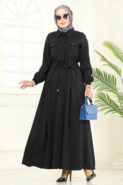 ModaMerve Modal Dress with Accessory Pocket 2713Sl432-Ms Black