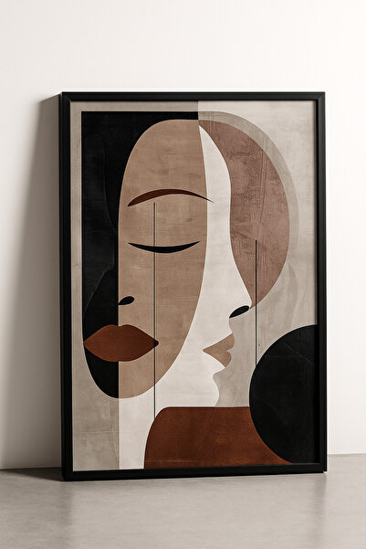 4İZ "Sessiz yüzler" Tekli Beyaz Siyah Çerçeveli Tablo