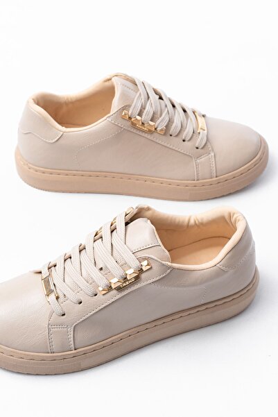 Budi P-910 Beige Lace-Up Sole Stitched Daily Women's Sports