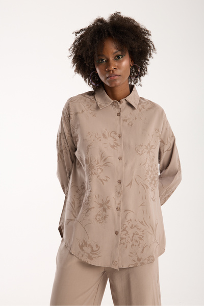 Gugus Women's Relax Fit Printed Casual Shirt/ Pants Set