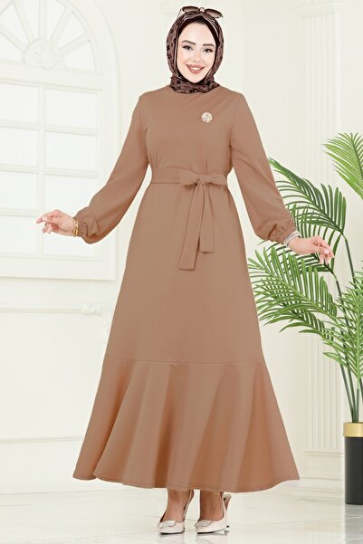 ModaMerve Beli Kemerli Mira Elbise 23028UKB139-MS Vizyon