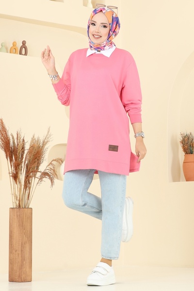 ModaMerve Arma Detailed Tunic 101Ozn1046-Ms Pink