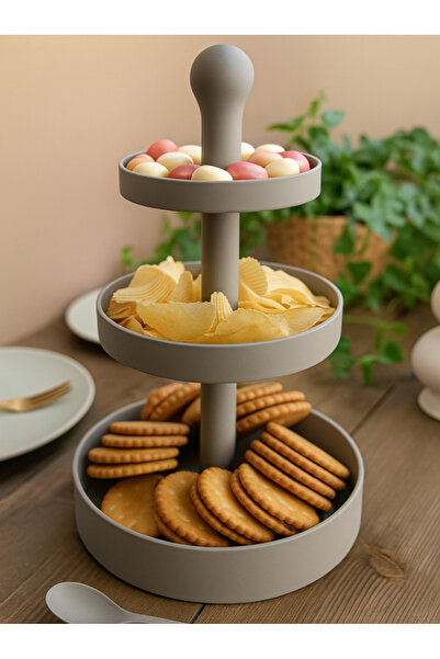 Vescarri Three-Deck Snack & Cake Serving Stand - Modern Presentation and Serv...