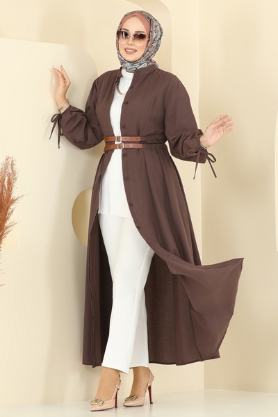 ModaMerve Double Belt Detailed Dress 3060Ktr750-Ms Brown