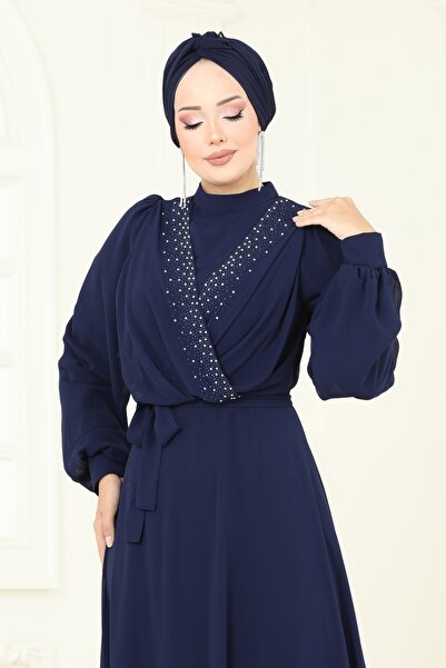 ModaMerve Önü Taşlı Şifon Abiye 2427ANT466-MS Laci