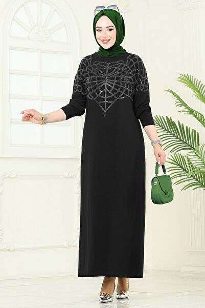 ModaMerve Stone Detail Sandy Dress 3402Uz662-Ms Black